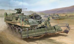 Trumpeter PKTM01575 US Army M1132 Stryker Engineer Squadron Vehicle w/Mine Plough - 1:35 Scale