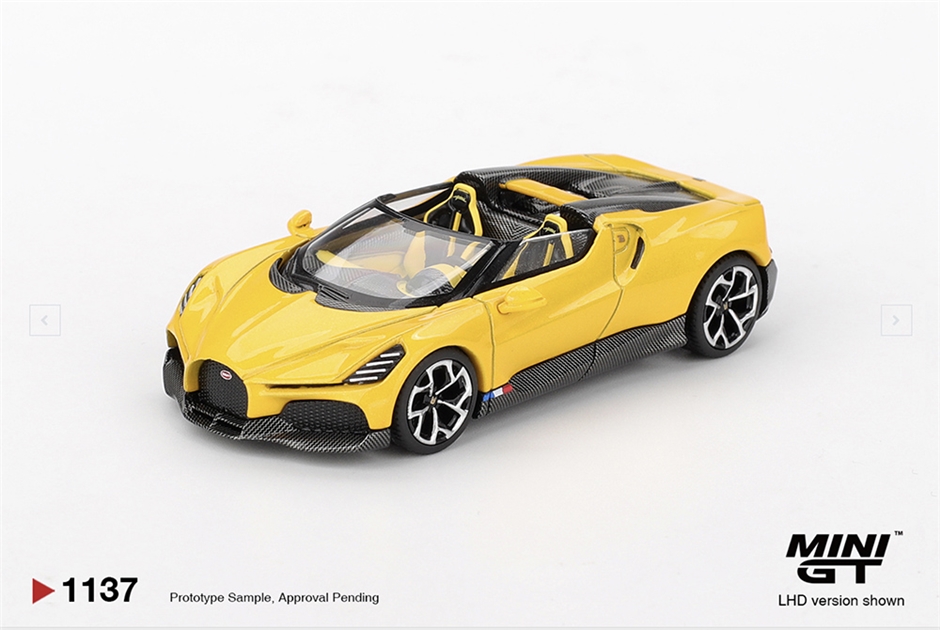 MiniGT MGT01137-L Bugatti W16 Mistral Yellow (LHD) - 1:64 Scale