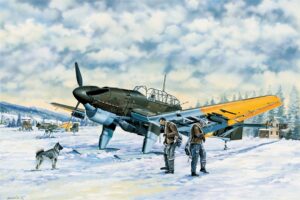 Trumpeter PKTM03215 German Air Force Junkers Ju 87B-2/U4 Stuka Dive Bomber Aircraft w/Skis - 1:32 Scale