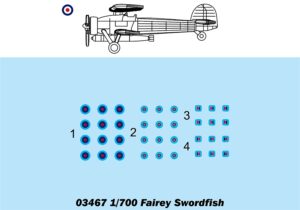 Trumpeter PKTM03467 British Fairey Swordfish (Qty 6) Aircraft Accessory Pack - 1:700 Scale