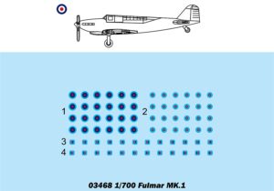 Trumpeter PKTM03468 British Fairey Fulmar Mk I (Qty 12) Aircraft Accessory Pack - 1:700 Scale