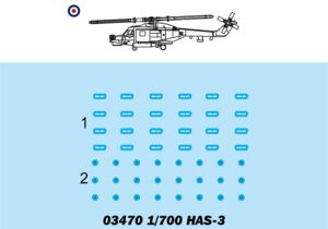 Trumpeter PKTM03470 British HAS-3 (Qty 12) Helicopter Accessory Pack - 1:700 Scale