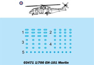 Trumpeter PKTM03471 British EH-101 Merlin (Qty 6) Helicopter Accessory Pack - 1:700 Scale