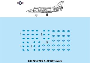 Trumpeter PKTM03472 US A-4C Sky Hawk (Qty 6) Aircraft Accessory Pack - 1:700 Scale