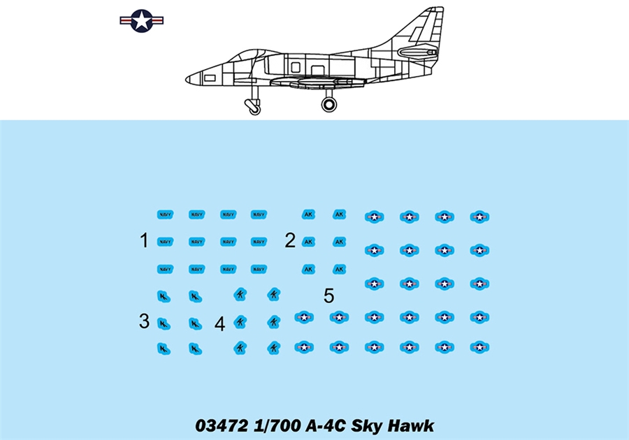 Trumpeter PKTM03472 US A-4C Sky Hawk (Qty 6) Aircraft Accessory Pack - 1:700 Scale