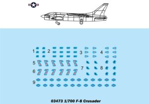 Trumpeter PKTM03473 US F-8 Crusader (Qty 6) Aircraft Accessory Pack - 1:700 Scale