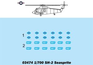 Trumpeter PKTM03474 US SH-2 Seasprite (Qty 6) Helicopter Accessory Pack - 1:700 Scale