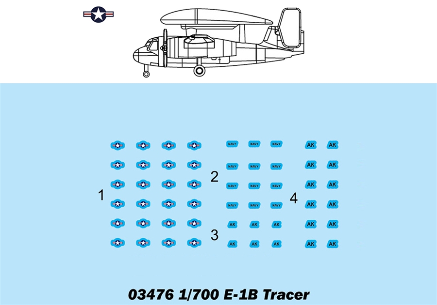 Trumpeter PKTM03476 US E-1B Tracer (Qty 6) Aircraft Accessory Pack - 1:700 Scale