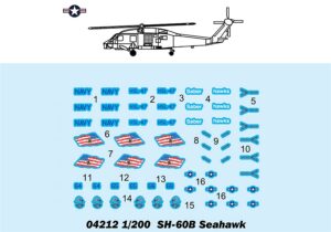 Trumpeter PKTM04212 US SH-60B Seahawk (Qty 3) Helicopter Accessory Pack - 1:200 Scale