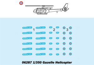 Trumpeter PKTM06287 French Gazelle (Qty 6) Helicopter Accessory Pack - 1:350 Scale