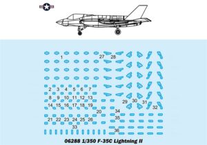 Trumpeter PKTM06288 US F-35C Lightning II (Qty 6) Aircraft Accessory Pack - 1:350 Scale