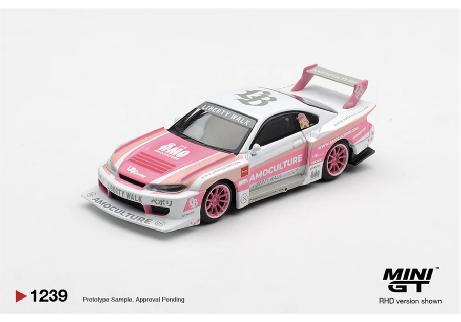 MiniGT MGT01239-R Nissan Silvia (S15) LB-Super Silhouette Amoculture (RHD) - 1:64 Scale