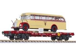 Liliput L235785 Flat Transport Wagon with 'Salzburger Stadtwerke' Bus, ÖBB, Ep.VI - HO Gauge