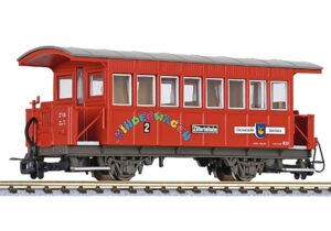Liliput L344357 Passenger Coach, 2nd Class, B20 Kinderwagen, Zillertalbahn Red, Ep.VI - HOe Gauge