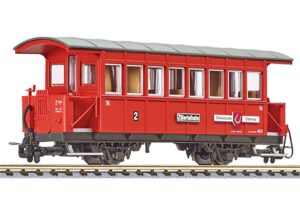 Liliput L344360 Passenger Coach, 2nd Class, AB2, Zillertalbahn Red, Ep.VI - HOe Gauge