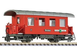 Liliput L344367 Passenger Coach, 2nd Class, B24, Zillertalbahn Red, Ep.VI - HOe Gauge