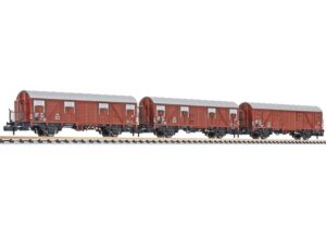 Liliput L260146 3-piece Covered Goods Wagon Set Type Glmhs 50, DB, Ep.III - N Gauge