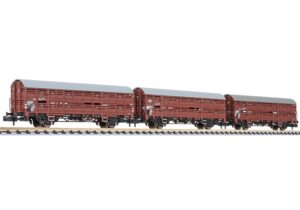 Liliput L260141 3-piece Livestock Wagon Set Type Hbers 358/Hbes 358, DB, Ep.IV - N Gauge
