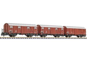 Liliput L260131 3-piece Covered Goods Wagon Set Type GImmhs 57/Hbqrs-57, DB, Ep.III - N Gauge