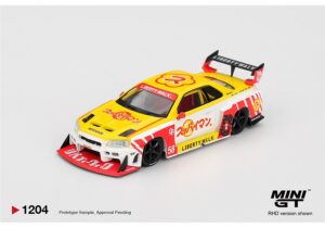 MiniGT MGT01204-R Nissan LB-ER34 Super Silhouette Skyline Suppaiman Okinawa (RHD) - 1:64 Scale