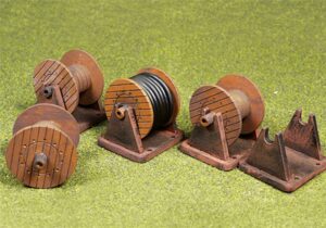 Proses PLS-003 HO/OO Scale Laser-Cut Kit, Cable Drums on Stands (x4) - OO Gauge