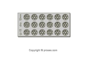 Proses PW-013 HO/OO Scale Laser Cut Round Windows, 7-Pane 12mm Diameter (x18)