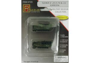 Pegasus PKPG0725 German Army SdKfz 251/9 & 251/22 Green Half-Track Vehicles (Qty 1 Ea) - 1:144 Scale