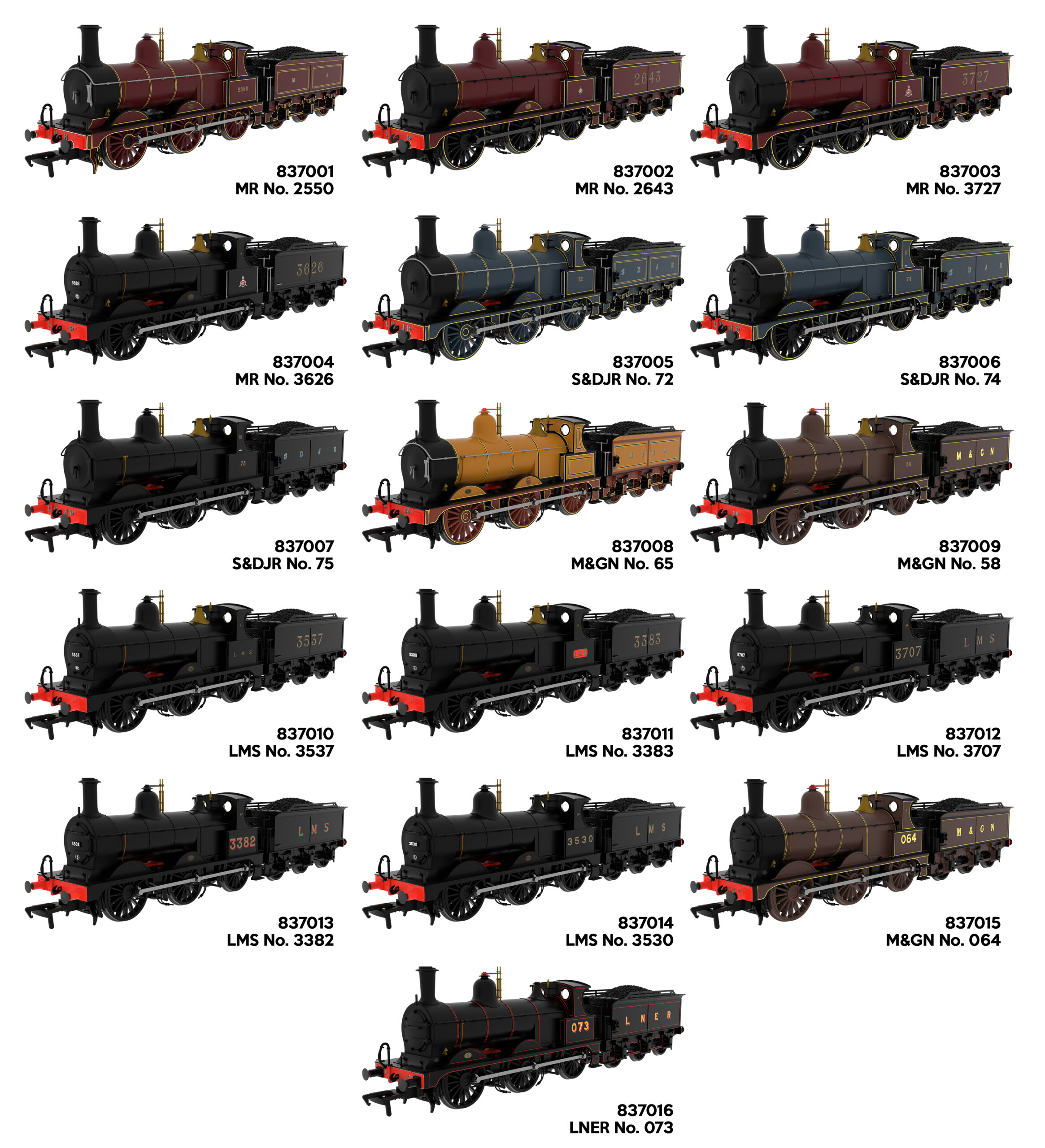 Rapido 837001 Midland Class M 0-6-0 - No.2250 - MR Fully Lined Crimson - OO Gauge (DCC Ready)