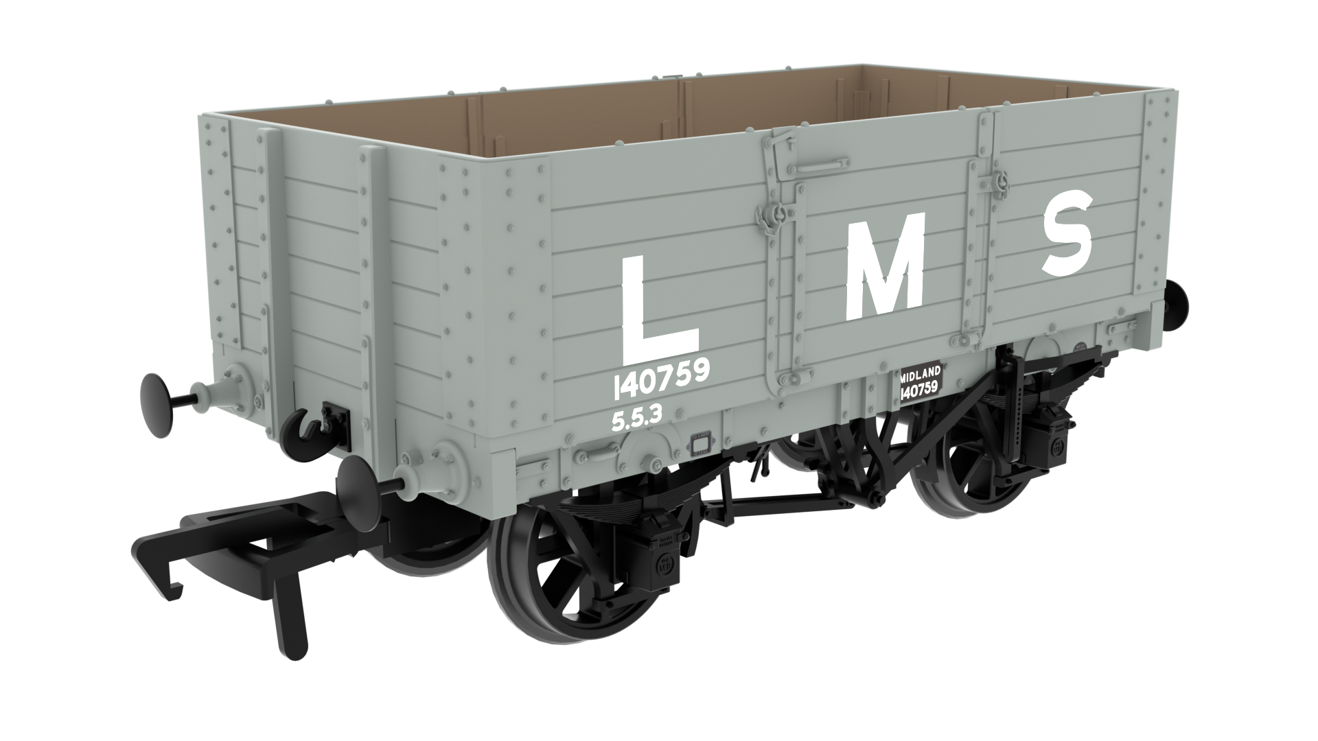 Rapido 845205 Midland D301 6-Plank Open Wagon - No.140759 - LMS Grey - OO Gauge