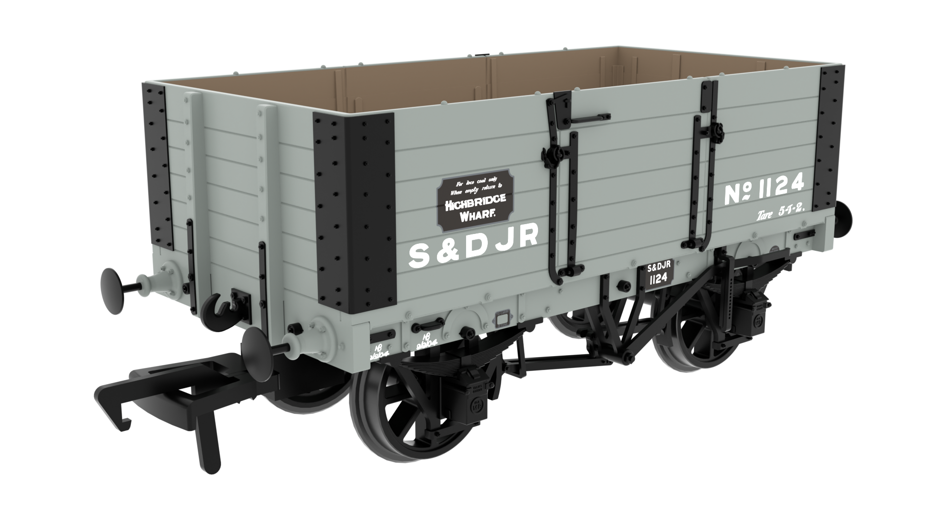 Rapido 845208 Midland D301 6-Plank Open Wagon - No.1124 - SDJR Grey - OO Gauge