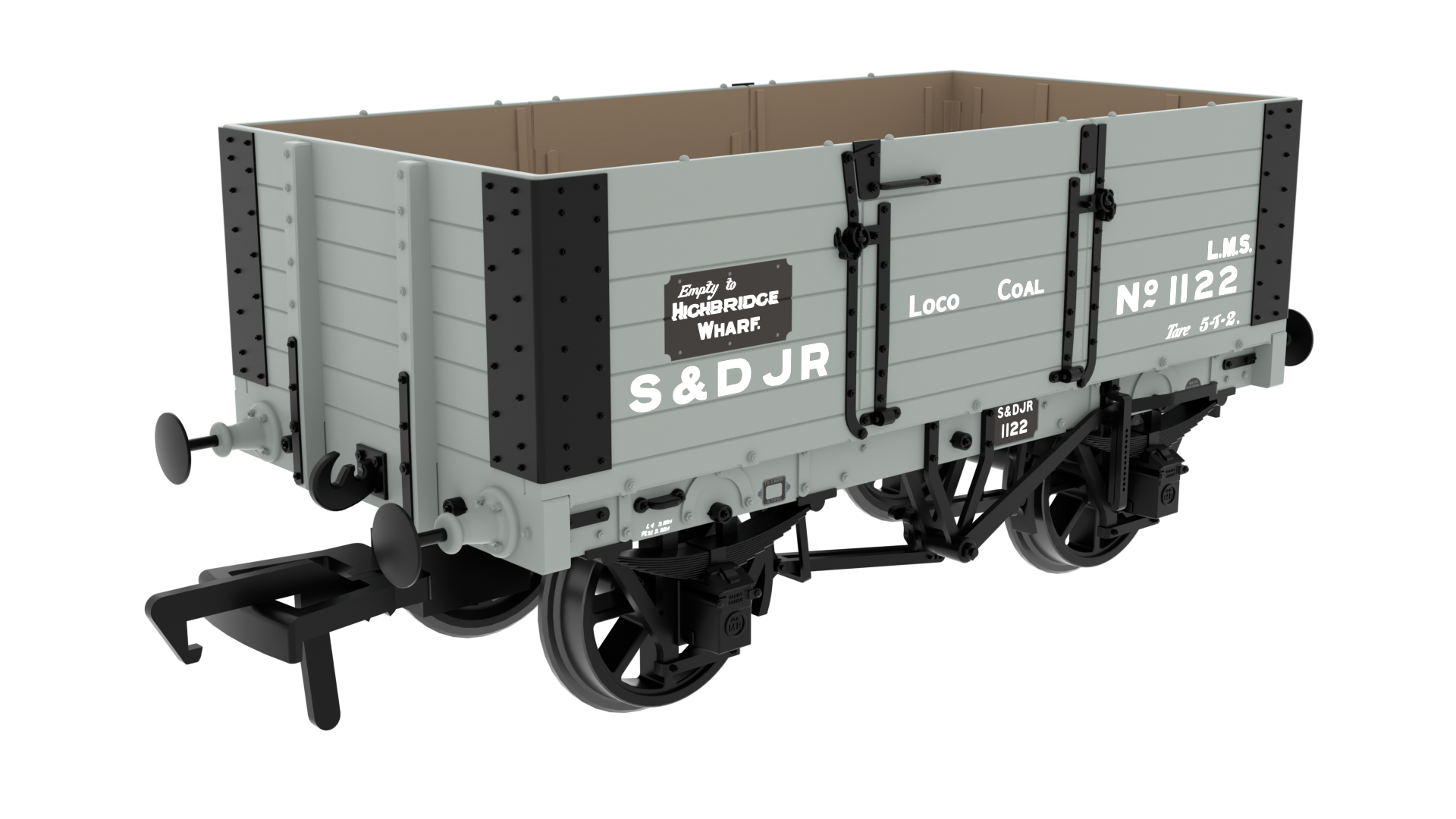 Rapido 845214 Midland D301 6-Plank Open Wagon - No.1122 - LMS (SDJR Lettering) - OO Gauge