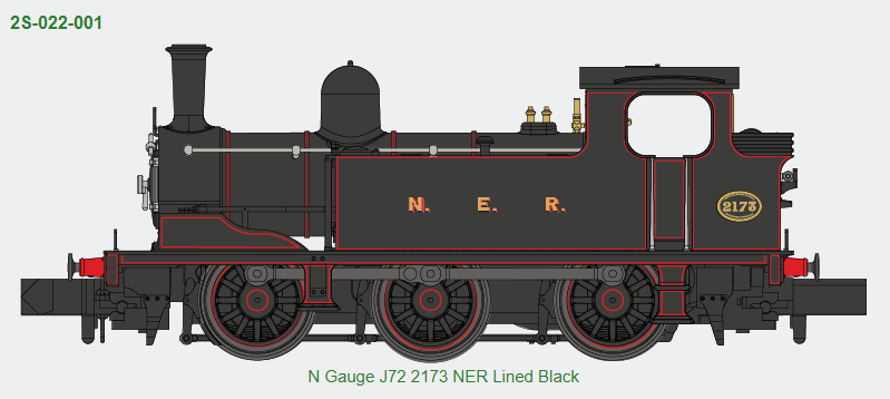 Dapol 2S-022-001 J72 2173 NER Lined Black DCC READY N Gauge