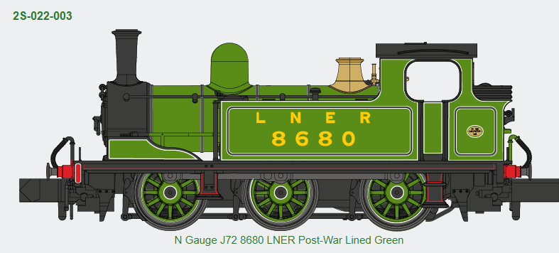Dapol 2S-022-003 J72 8680 LNER Post-War Lined Green DCC READY N Gauge