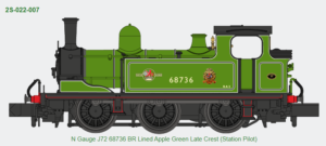 Dapol 2S-022-007 N Gauge J72 68736 BR Lined Apple Green Late Crest (Station Pilot) DCC READY N Gauge