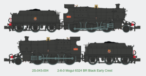 Dapol 2S-043-004 2-6-0 Mogul 6324 BR Black Early Crest DCC READY N Gauge