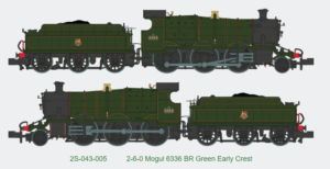 Dapol 2S-043-005 2-6-0 Mogul 6336 BR Green Early Crest DCC READY N Gauge