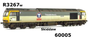 Hornby R3267WP Class 60 60005 “Skiddaw” In Transrail Triple Grey Livery Sound Removed Medium Weathered OO Gauge DCC Ready PREOWNED
