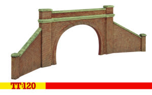 Hornby TT9038 Double Tunnel Portals & Side Walls - Red Brick - TT:120 Gauge
