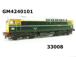 Heljan GM4240101P Class 33/0 33008 "Eastleigh" in BR Green Livery Full Yellow Ends Factory Weathered - OO Gauge PREOWNED as NEW DCC READY