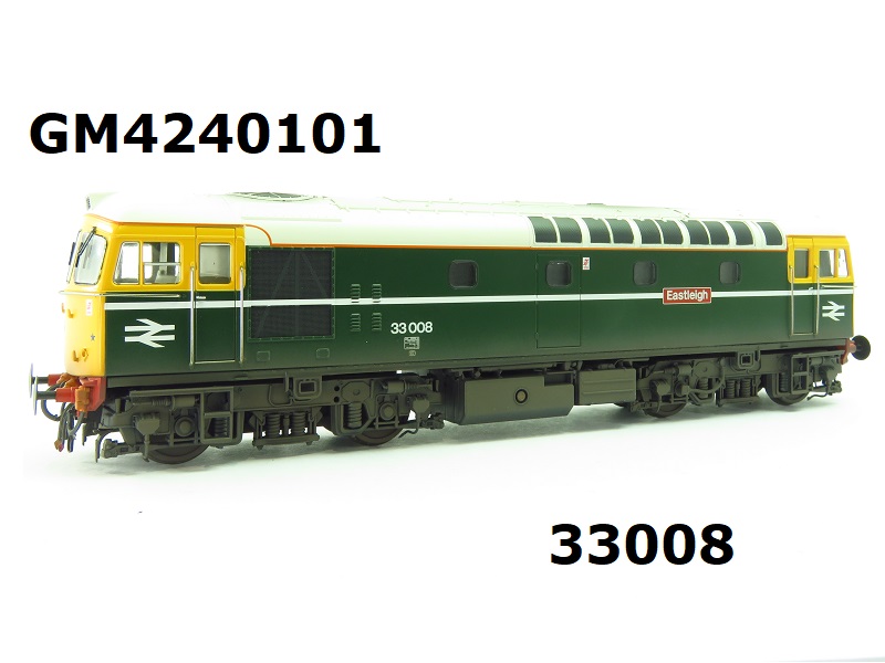 Heljan GM4240101P Class 33/0 33008 "Eastleigh" in BR Green Livery Full Yellow Ends Factory Weathered - OO Gauge PREOWNED as NEW DCC READY